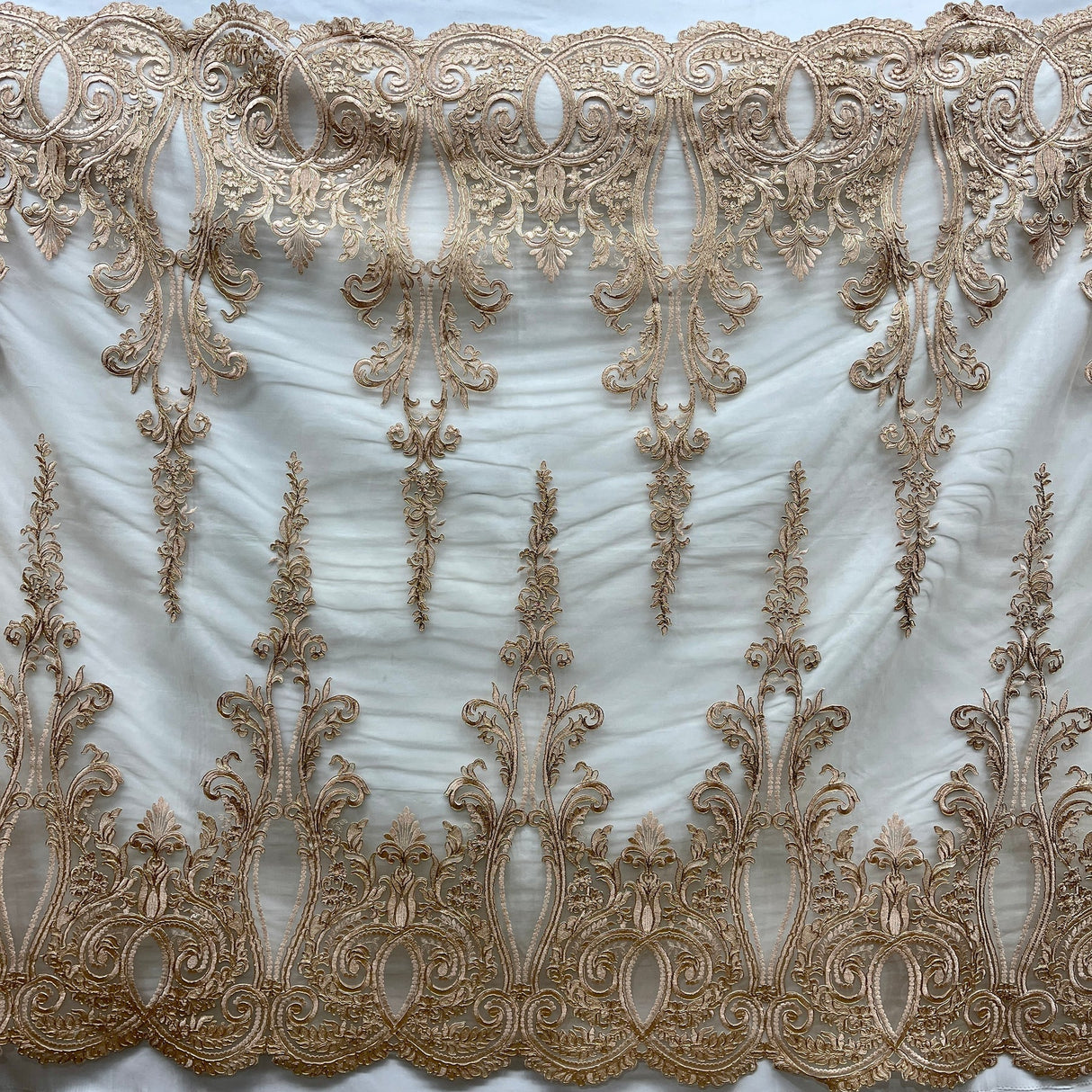 1 Yard Timeless White Corded Bridal Lace Fabric 54 inch Width