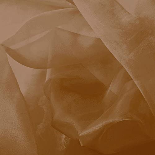 1 Yard Brown Shiny Sheer Organza Fabric, 60" Wide Polyester