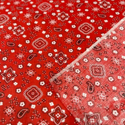 1 Yard Bandana Print Poly Cotton Fabric Durable Lightweight Apparel Material width