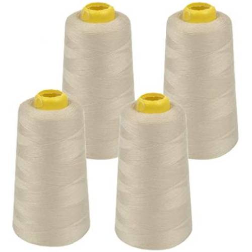 4 Pack of 6000 Yard Beige Spools Sewing Thread 24,000 Yards Total All Purpose