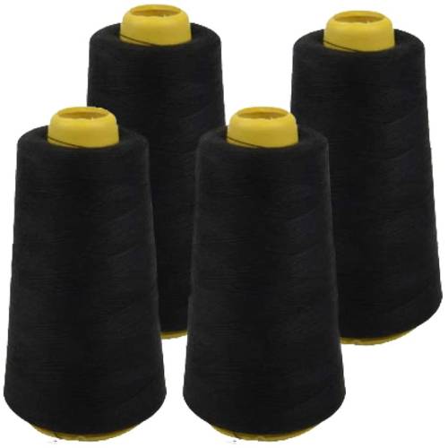 4 Pack of 6000 Yard Black Spools Sewing Thread 24,000 Yards Total All Purpose