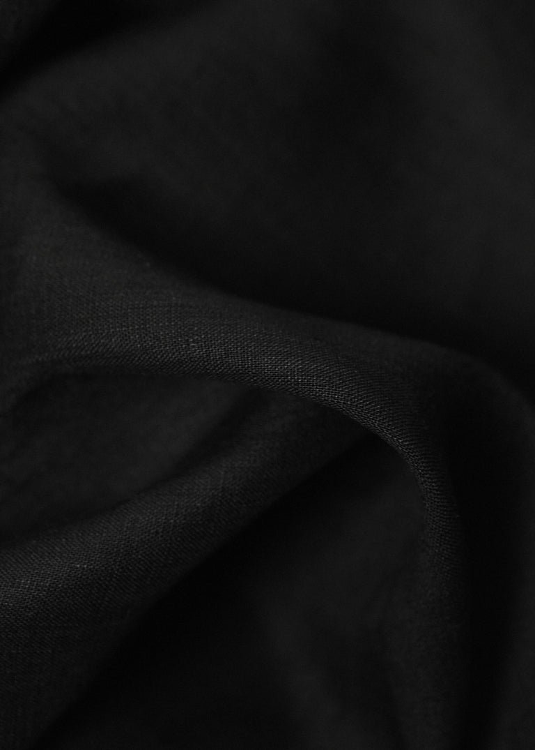 1 Yard Lightweight Black Linen Fabric Flat Solid 58 Inches Wide for Apparel and Crafts
