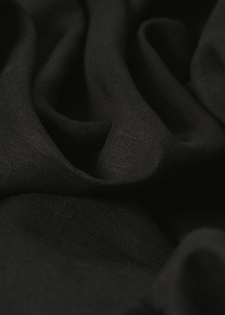 1 Yard Black Solid Pure Linen Fabric, Midweight Softened 54 Inches Wide for Apparel and Décor