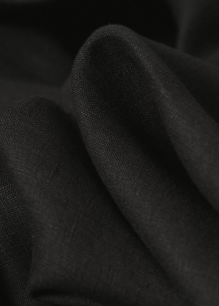 1 Yard Black Solid Pure Linen Fabric, Midweight Softened 54 Inches Wide for Apparel and Décor