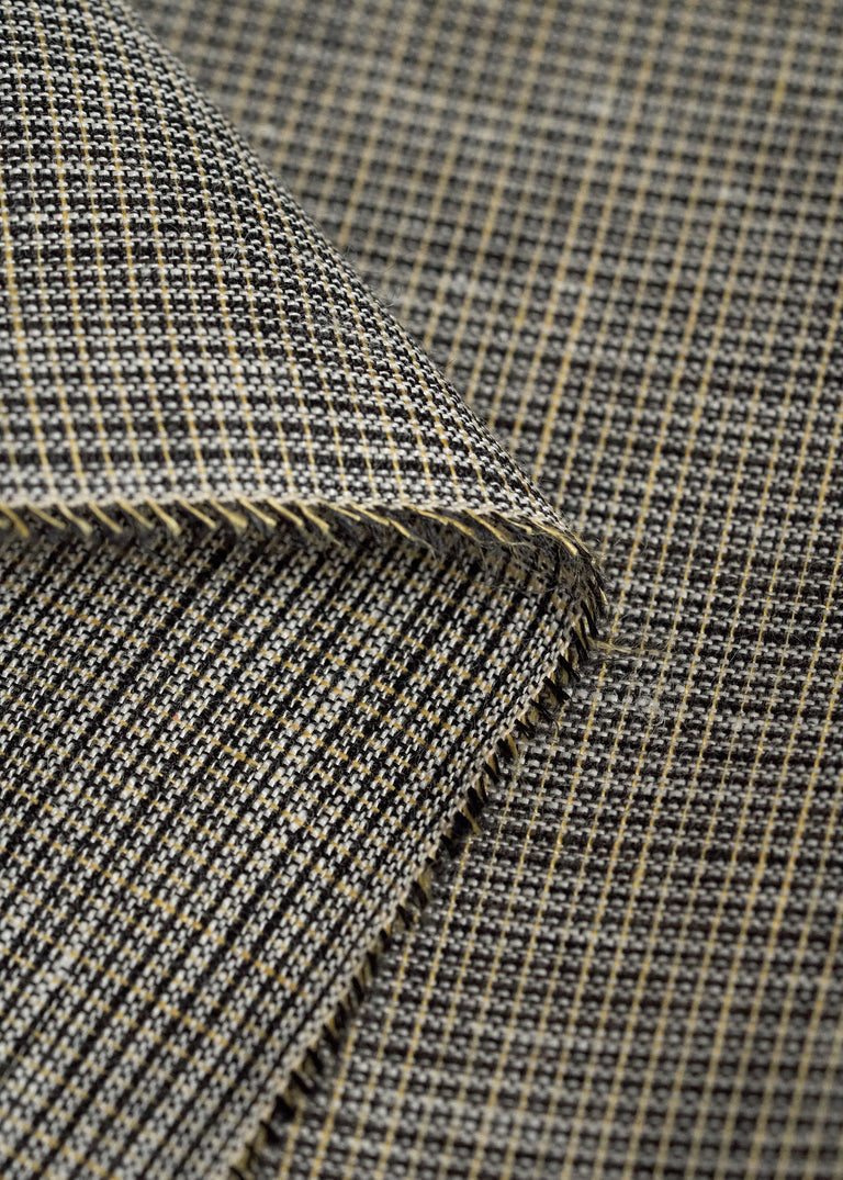 1 Yard Exceptional Irish Pure Linen Black Tweed Stripe Fabric 62"/60" Width