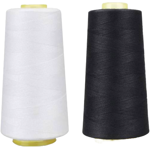 1 Pack of 6000 Yard Black white Spools Sewing Thread All Purpose 100% Spun Polyester Overlock Cone