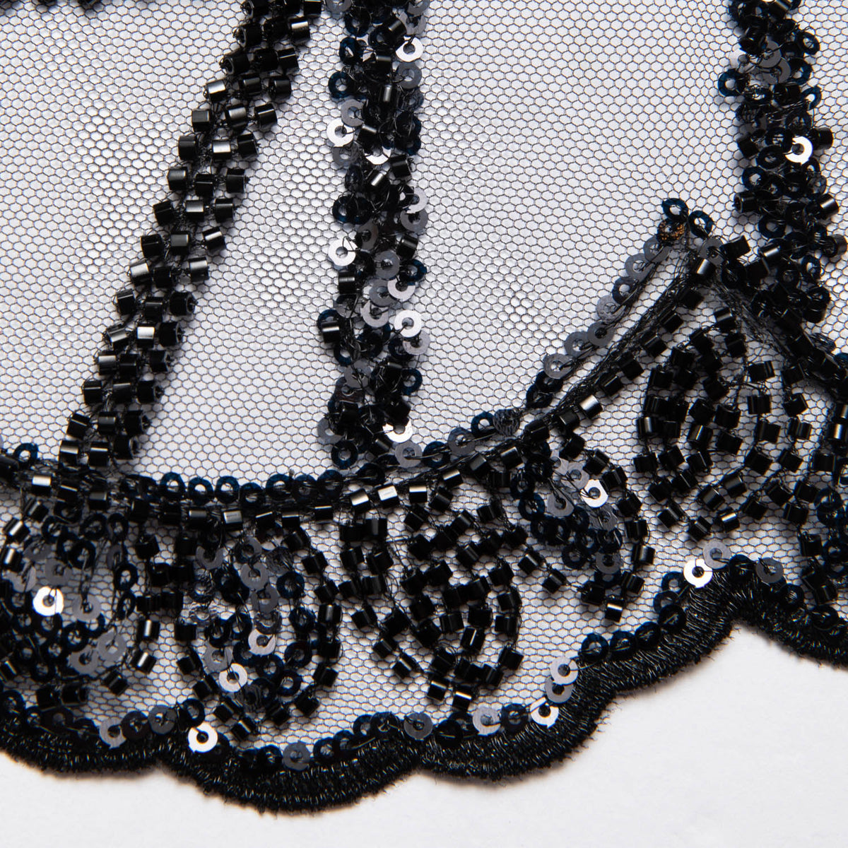 1 Yard Tulle Lace Fabric Embroidered with Sequins and Stylish Design, 52" Wide