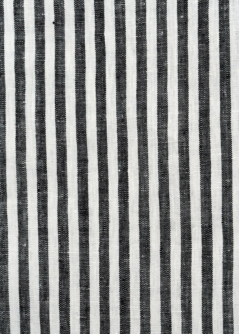 1 Yard Pure Linen Yarn Dyed 1/4 Inch Stripe Two Tone Natural Off Fabric 58 Inch White