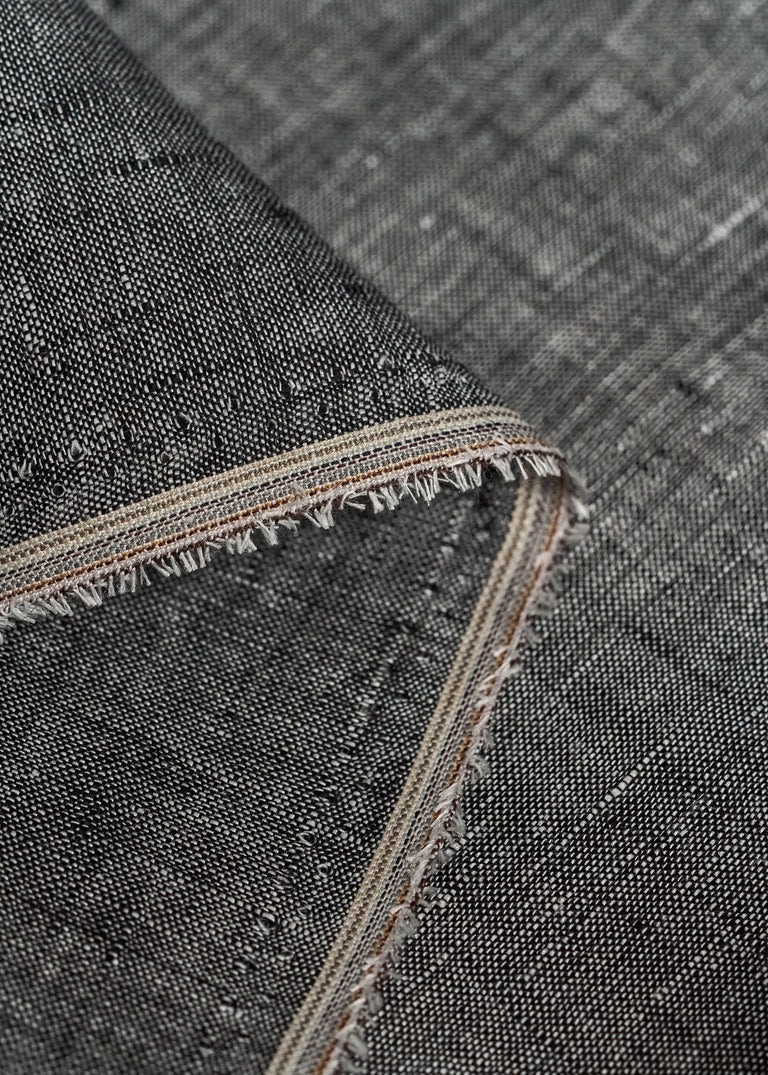 1 Yard Black or Off White 2 Tone Melange Linen Fabric Lightweight Flat Weave 58 Inches Wide