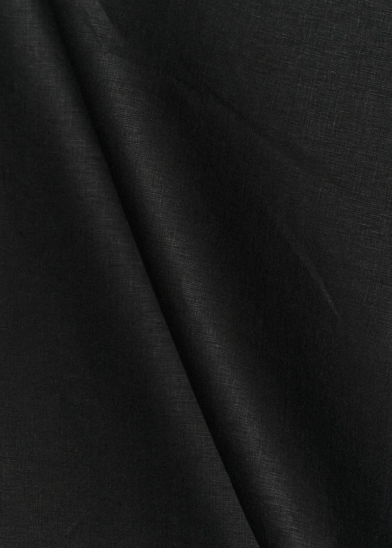 1 Yard Black Pure Linen Fabric 7 oz Flat Weave 58 Inches Wide