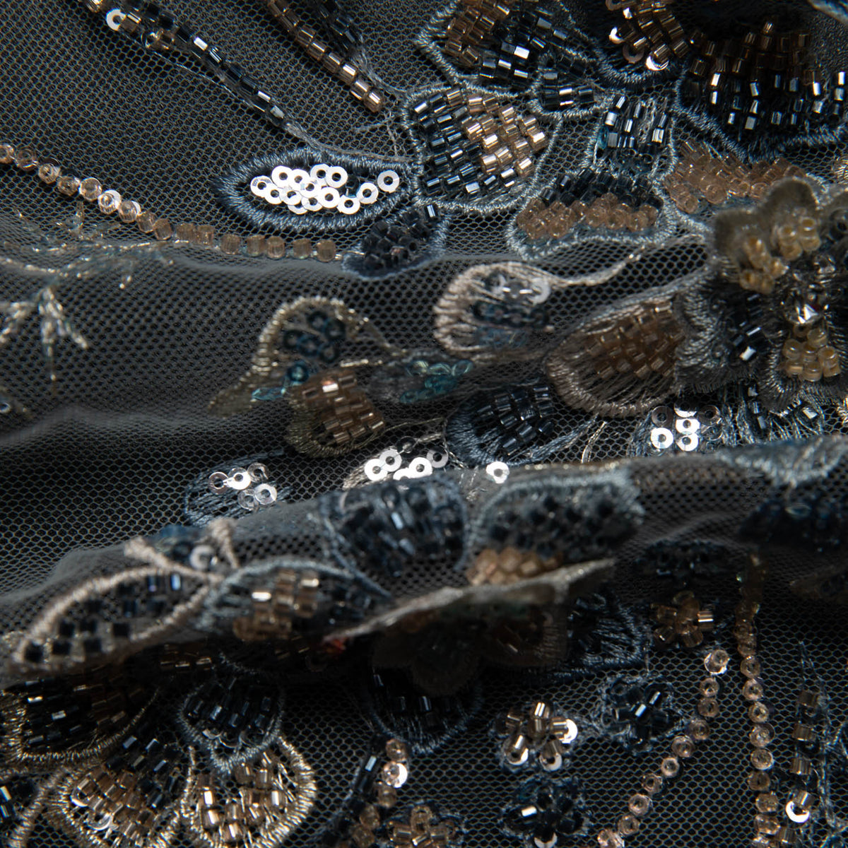 1 Yard Embroidered Tulle Lace Fabric with Incredible Floral Design, 52" Wide