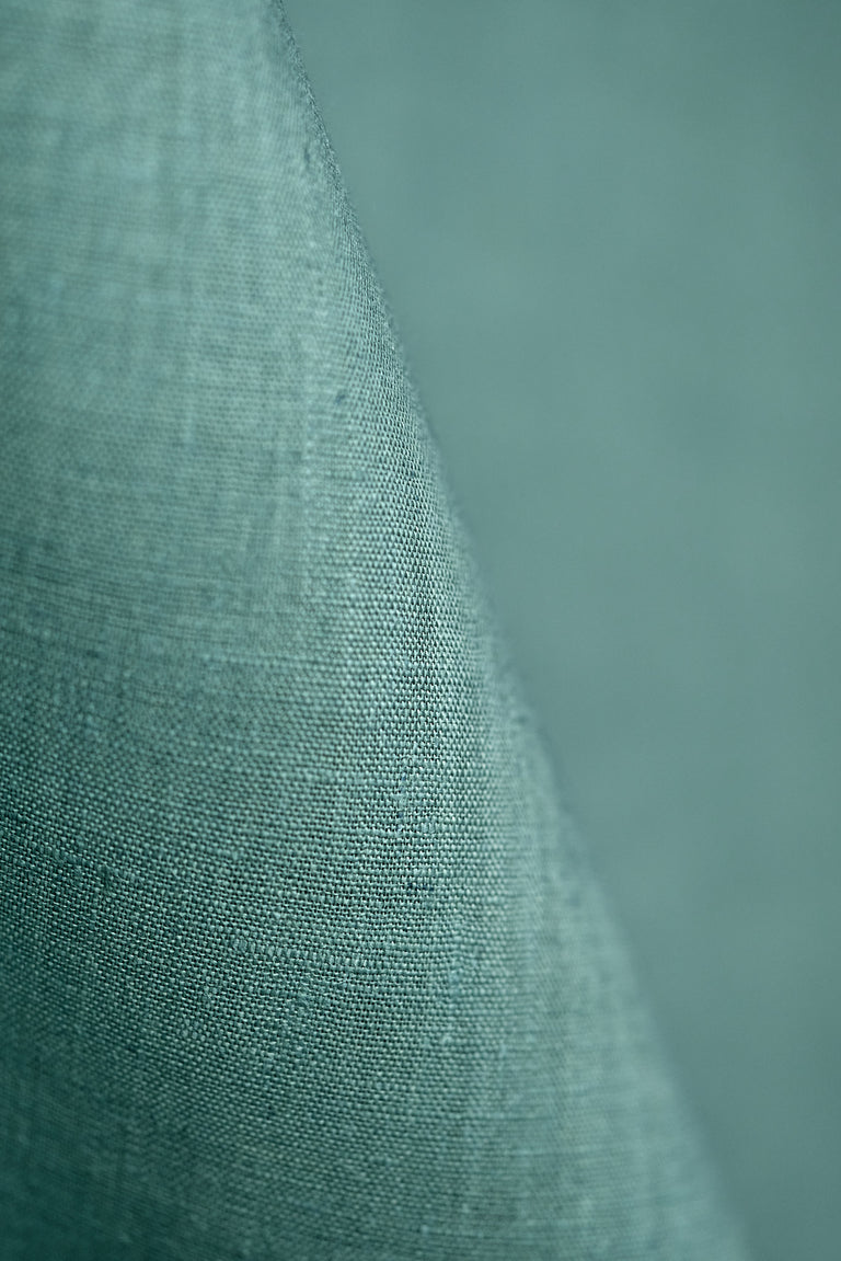 1 Yard Bluegreen Pure Linen Fabric, Washed Softened Midweight 5.5 oz 58 Inches Wide