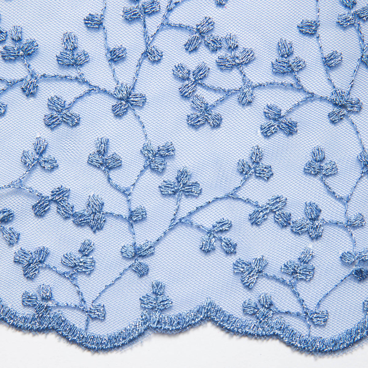 1 Yard Exquisite Mesh Lace Fabric with Metallic Embroidered Floral Pattern 52" Wide