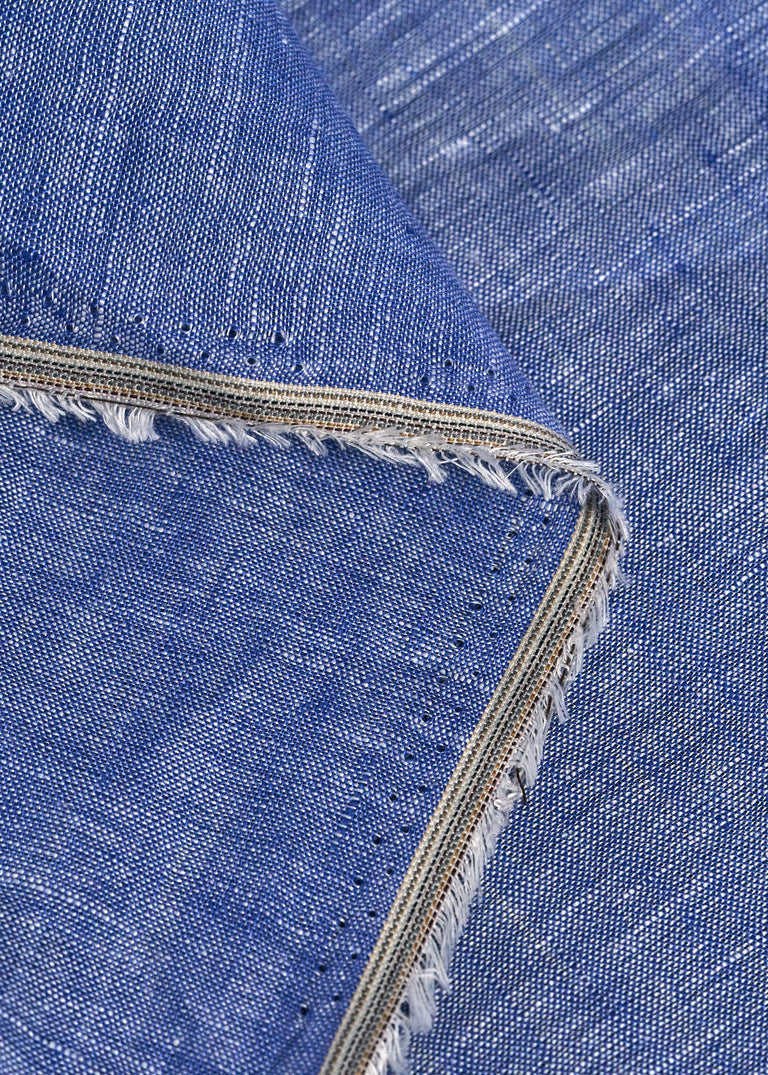 1 Yard Blue or Off White 2 Tone Melange Linen Fabric Lightweight Flat Weave 58 Inches Wide