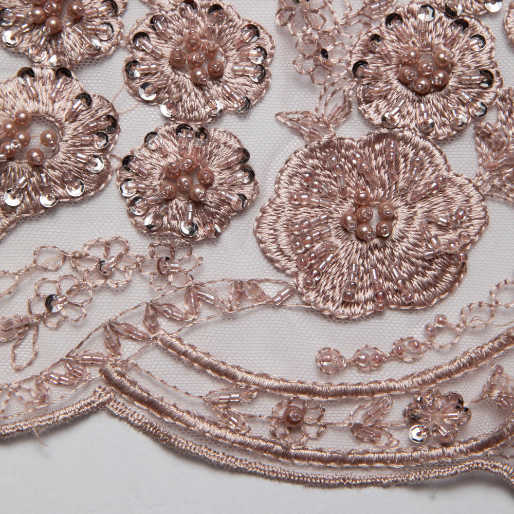 1 Yard Embroidered Tulle Lace Fabric with Elegant Intricate Design, 52" Wide