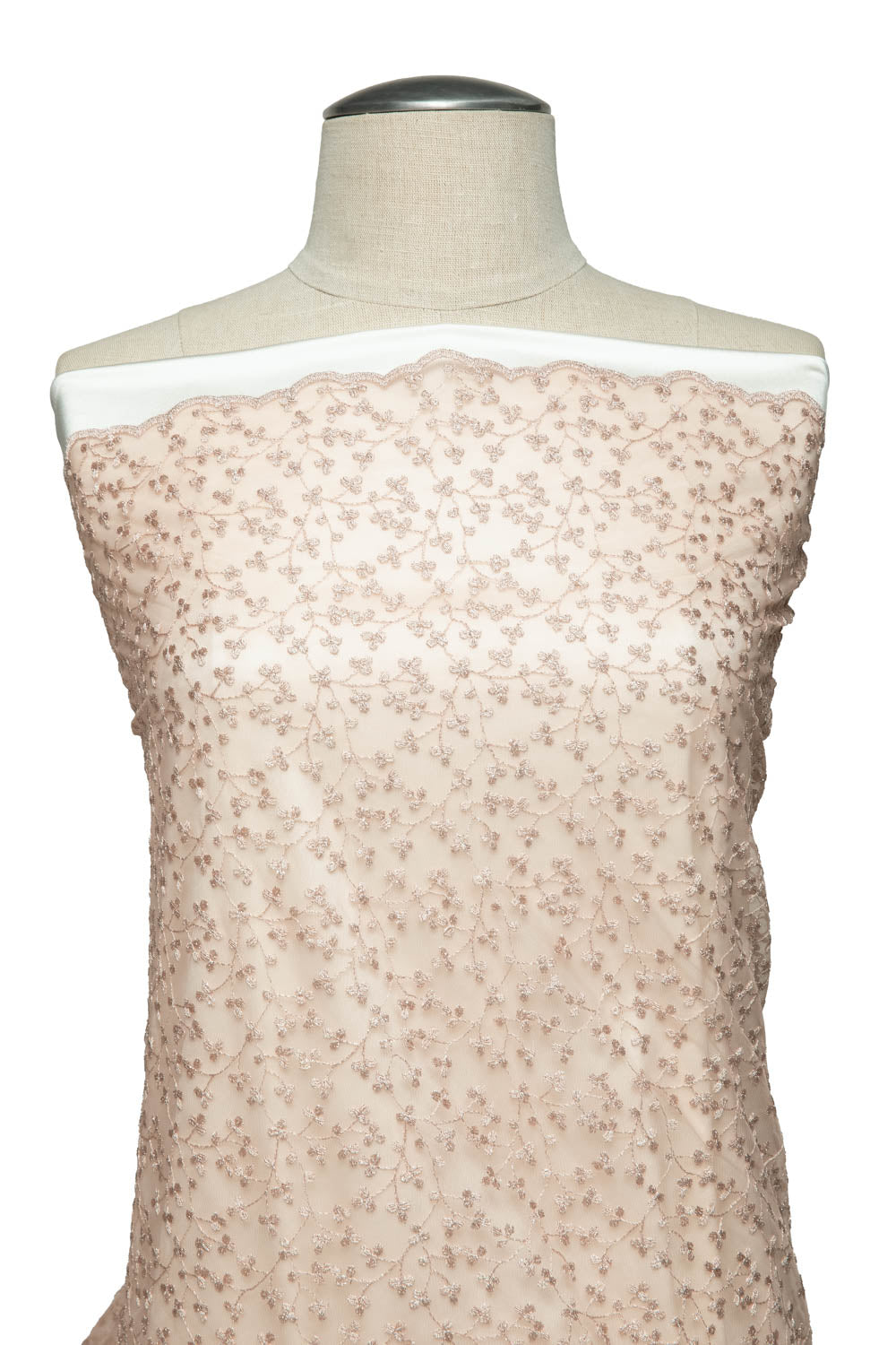 1 Yard Elegant Mesh Lace Fabric with Metallic Floral Embroidery, 52" Wide Exquisite Material for Dresses & Décor