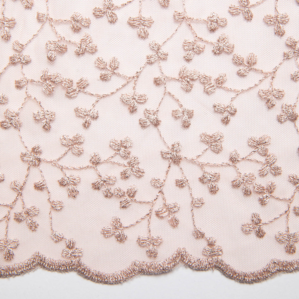1 Yard Exquisite Mesh Lace Fabric with Metallic Embroidered Floral Pattern 52" Wide
