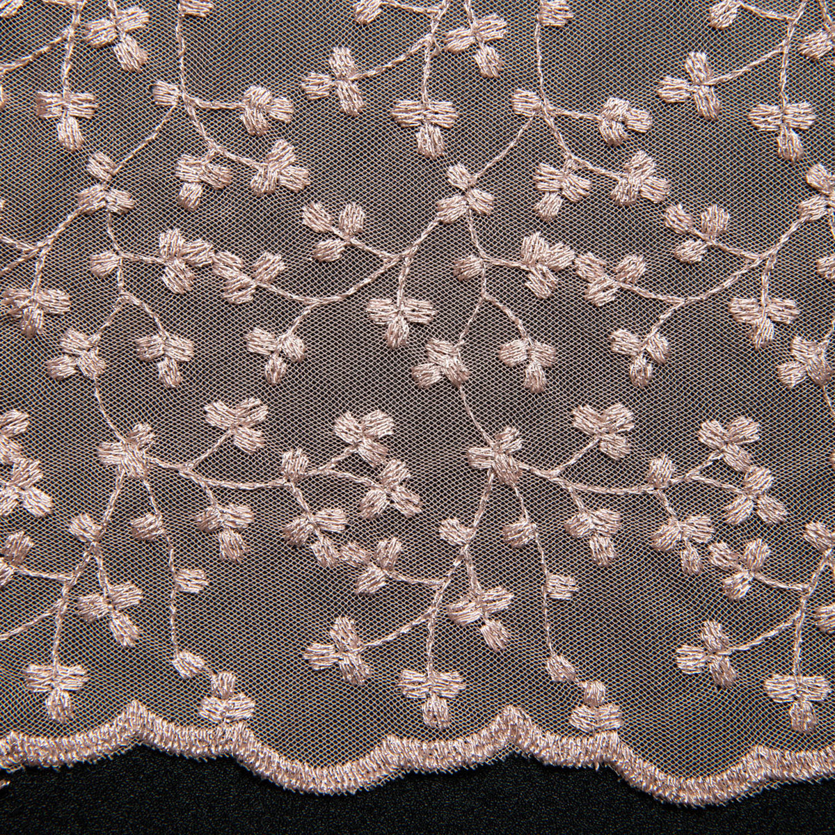 1 Yard Exquisite Mesh Lace Fabric with Metallic Embroidered Floral Pattern 52" Wide