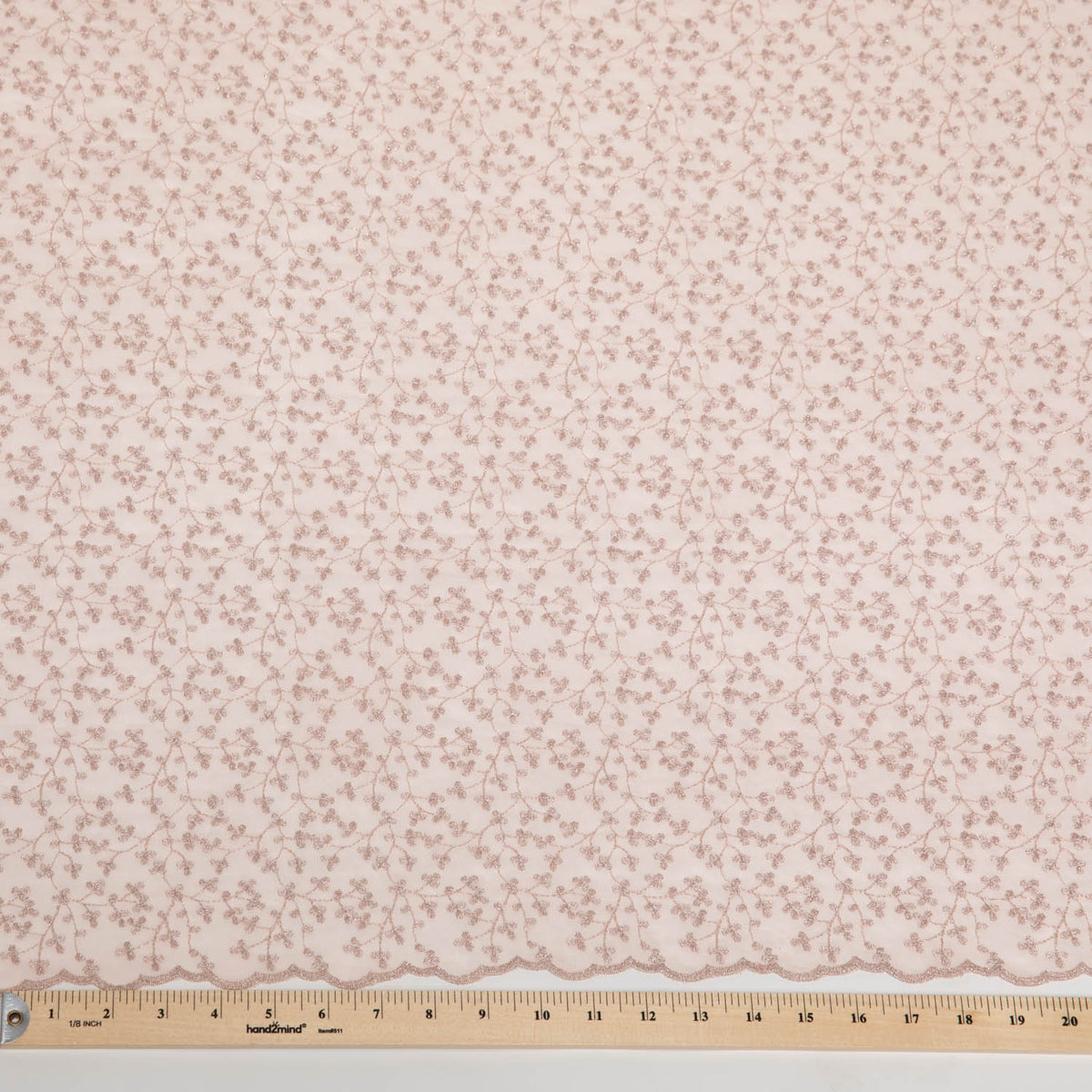 1 Yard Exquisite Mesh Lace Fabric with Metallic Embroidered Floral Pattern 52" Wide