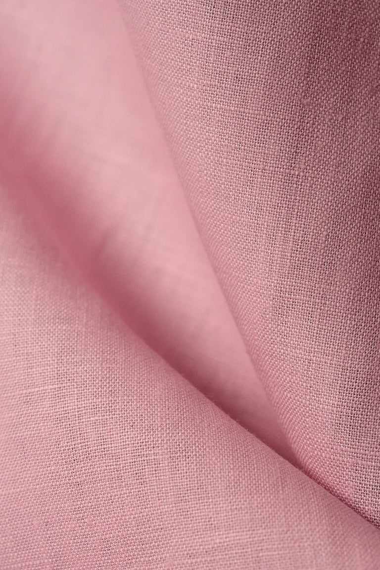 1 Yard Midweight Bubble Gum Pure Linen Fabric, Softened 5.5 oz Solid Weave 54 Inch Wide