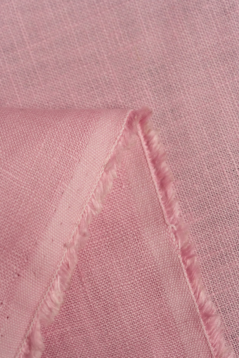1 Yard Midweight Bubble Gum Pure Linen Fabric, Softened 5.5 oz Solid Weave 54 Inch Wide