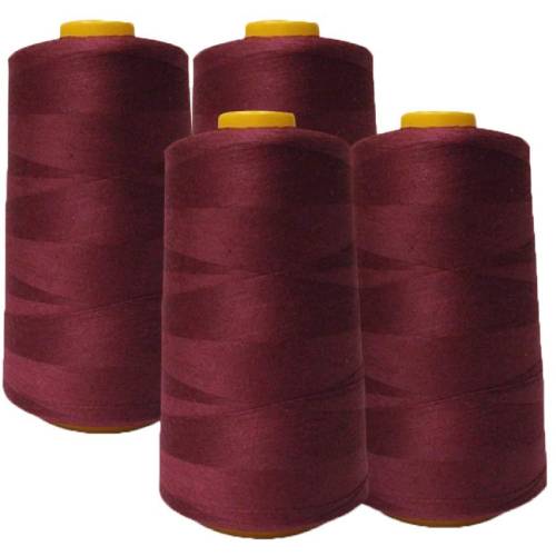 4 Pack of 6000 Yard Burgundy Spools Sewing Thread 24,000 Yards Total All Purpose