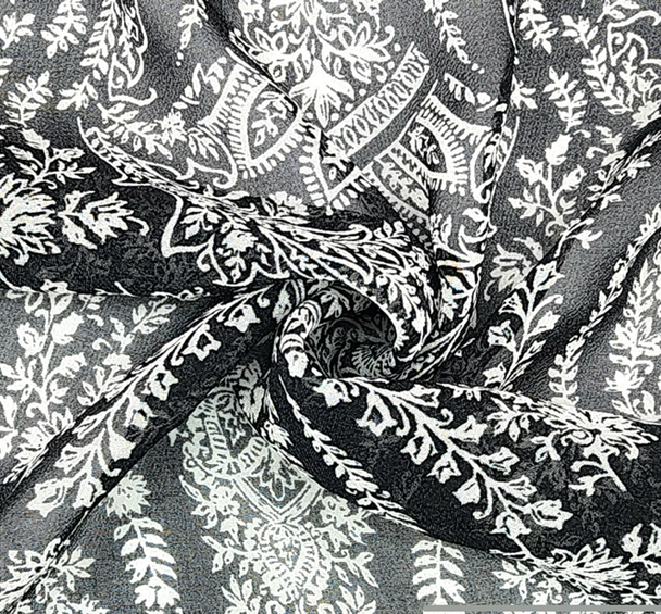 Chiffon Black Fabric Lightweight Sheer Polyester, 58/60" Wide Flowing 1 Yard Apparel Fabric
