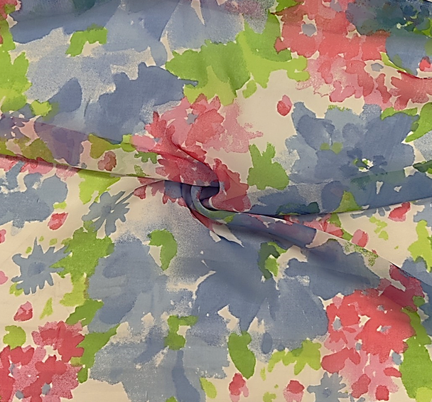 1 Yard White or Blue or Red Chiffon Fabric Lightweight Sheer Polyester for Apparel & Crafts, 56/58" Wide