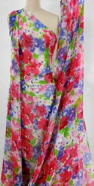 1 Yard White or Fuchsia or Purple Chiffon Fabric Lightweight Sheer Polyester for Apparel, Decor & Crafts, 56/58" Wide