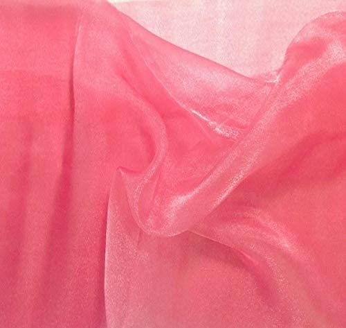 1 Yard Coral Sheer Sparkle Organza Fabric, 60" Wide Polyester