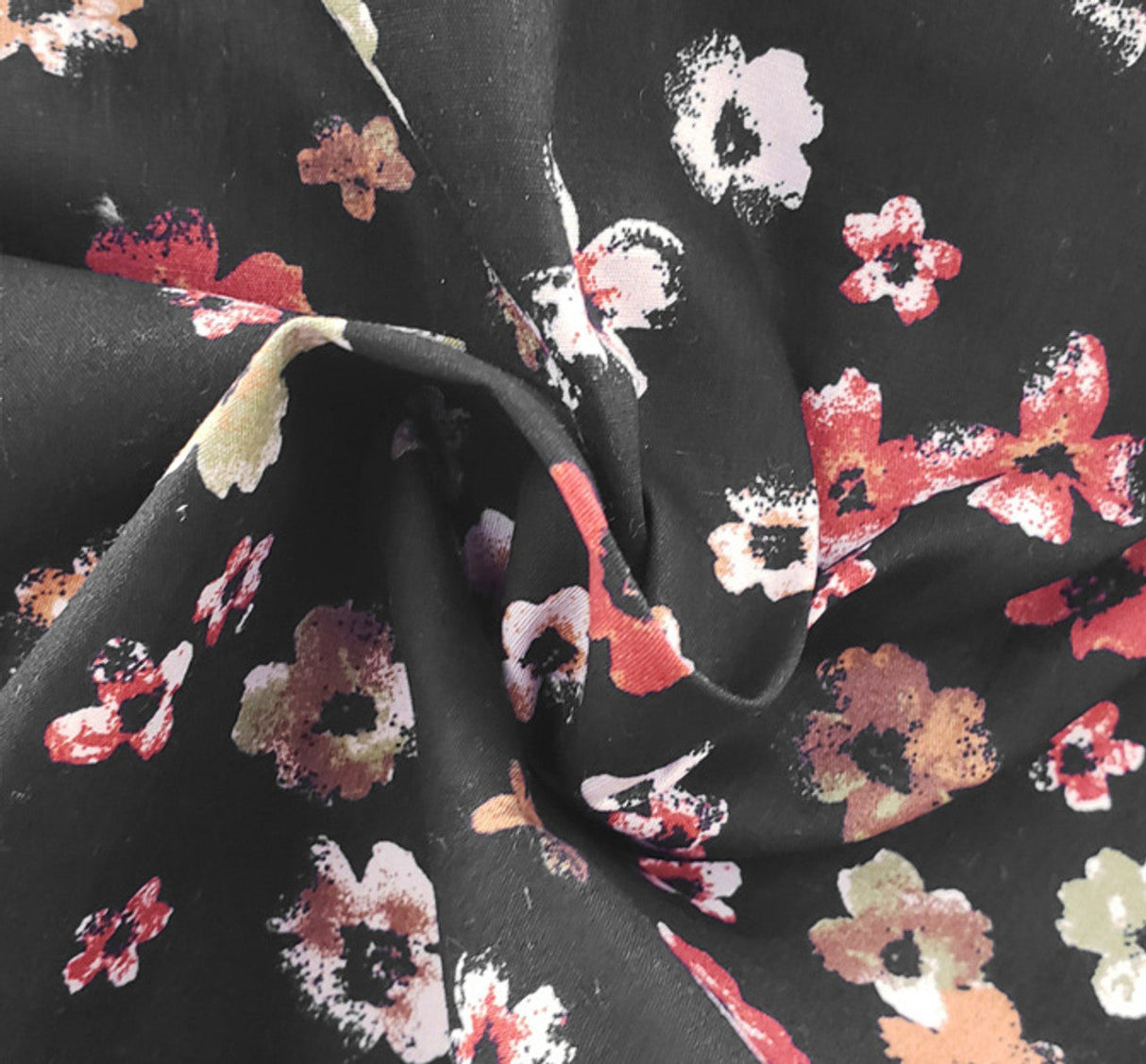 1 Yard Cotton Poplin Fabric Black Smooth Medium Weight Material for Apparel and Uniforms 58/60 Inches Width