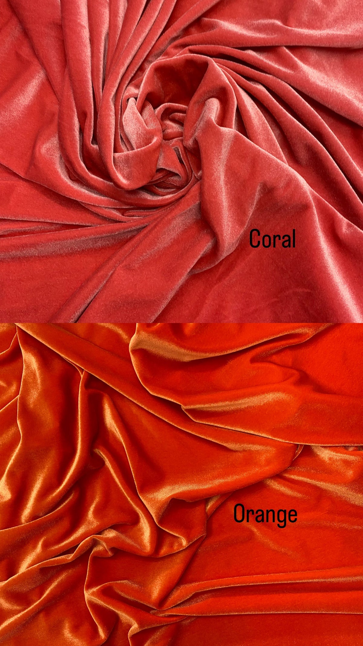 Orange Stretch Velvet Fabric - Orange, 58"-60" Width