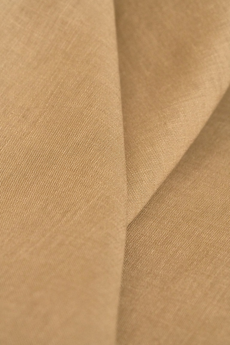 1 Yard Camel Stone Washed Pure Linen Fabric Midweight Solid 54 Inches Wide
