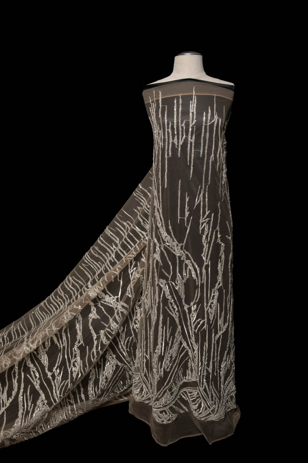 1 Yard P Soft Tulle Lace Fabric Embroidered Sequined Elegant Beautiful Design 52" Wide