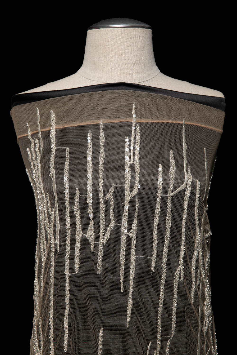 1 Yard Elegant Sequined Embroidered Soft Tulle Lace Fabric, 52" Wide for Dresses & Decor