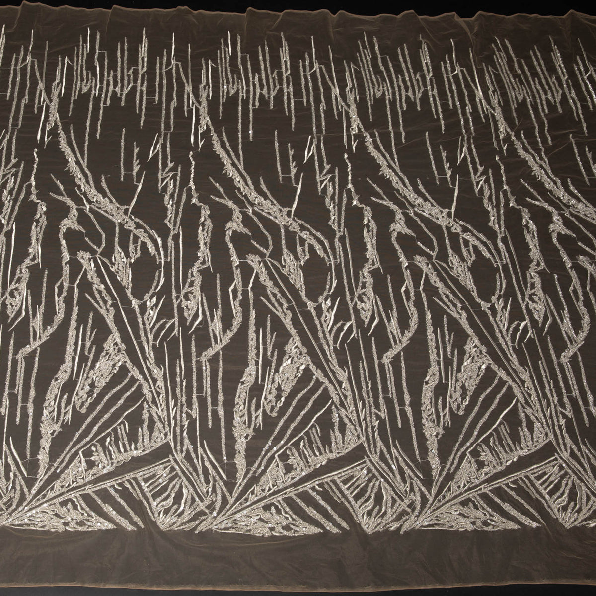 1 Yard Elegant Sequined Embroidered Soft Tulle Lace Fabric, 52" Wide for Dresses & Decor