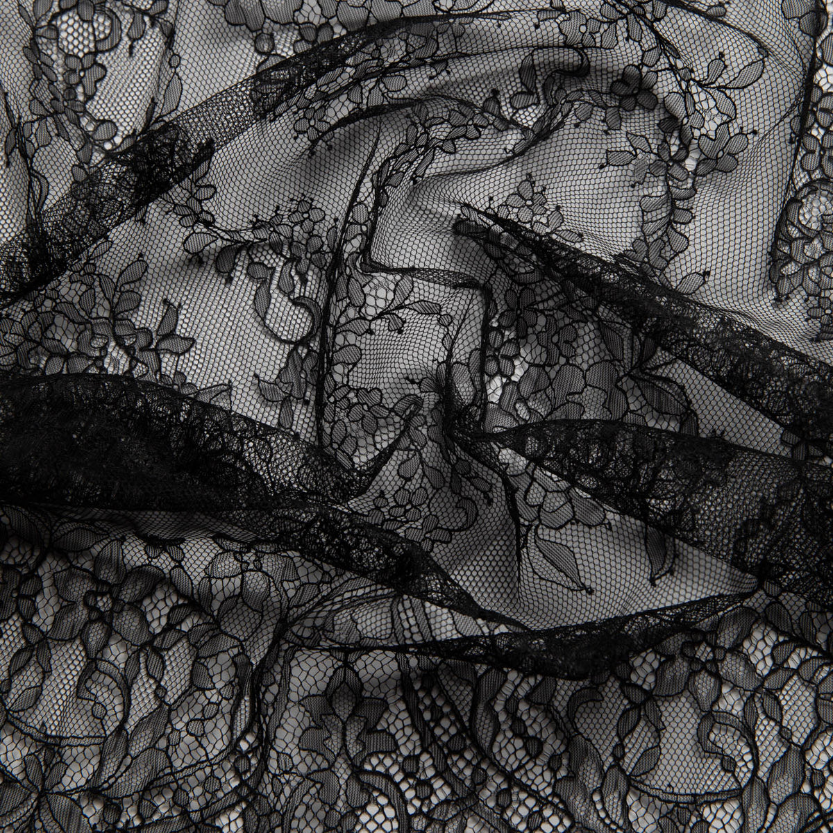 1 Yard Chantilly Lace Fabric with Embroidered Floral Pattern, 54" Wide, Elegant Sheer Fabric for Bridal & Fashion