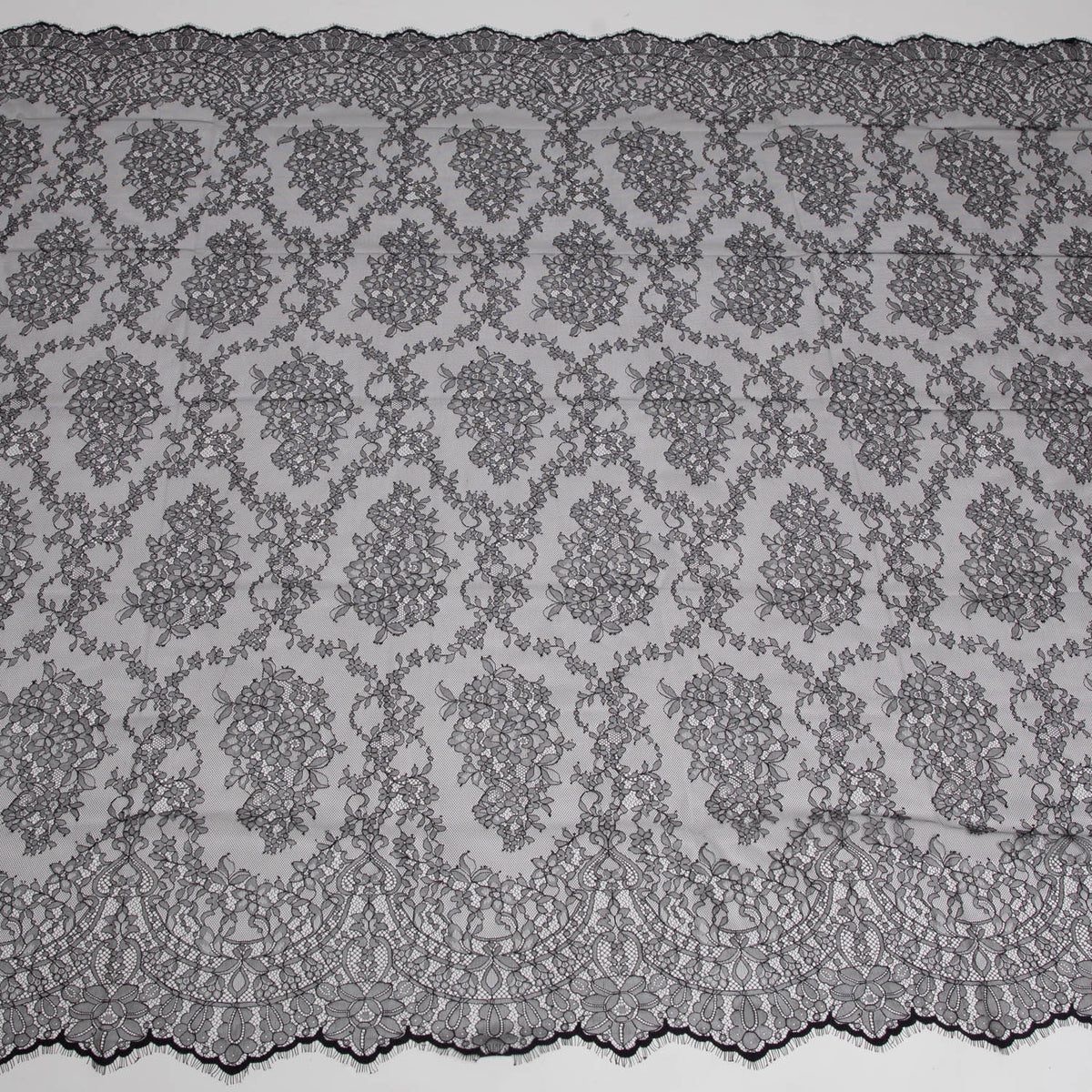 1 Yard Luxurious Chantilly Lace Fabric with Lavish Floral Pattern 54" Wide