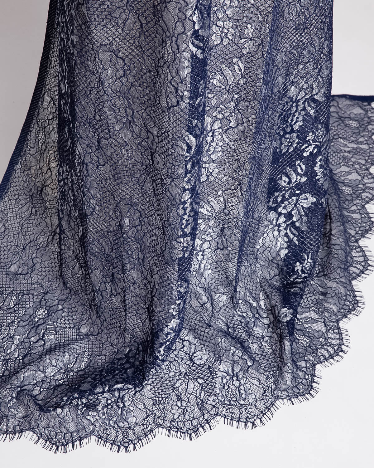 1 Yard Chantilly Lace Fabric with Cord Embroidery & Floral Pattern, 56" Wide, Elegant & Durable