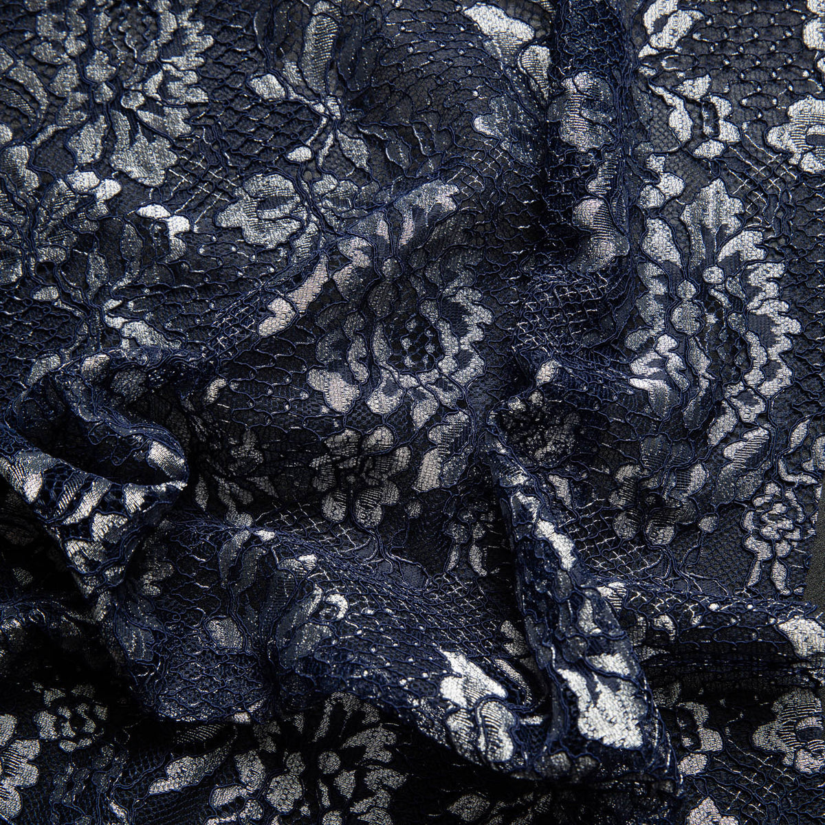 1 Yard Chantilly Lace Fabric Embroidered with Cord and Exquisite Floral Pattern, 56" Wide