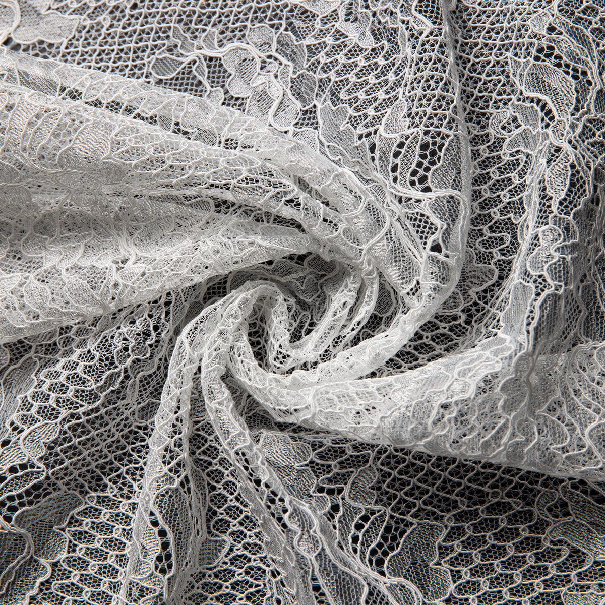 1 Yard Chantilly Lace Fabric Embroidered with Cord and Exquisite Floral Pattern, 56" Wide