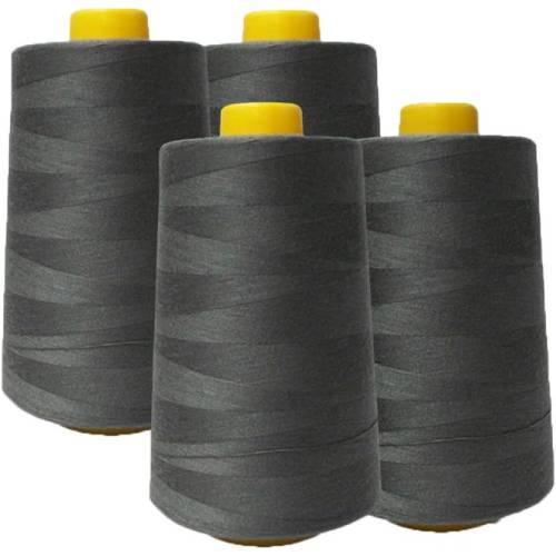 4 Pack of 6000 Yard Charcoal Spools Sewing Thread 24,000 Yards Total All Purpose