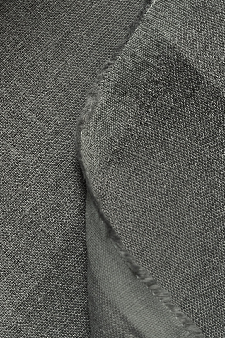 1 Yard Pure Linen Fabric Charcoal Midweight Solid 7.5 oz 58 Inches Wide
