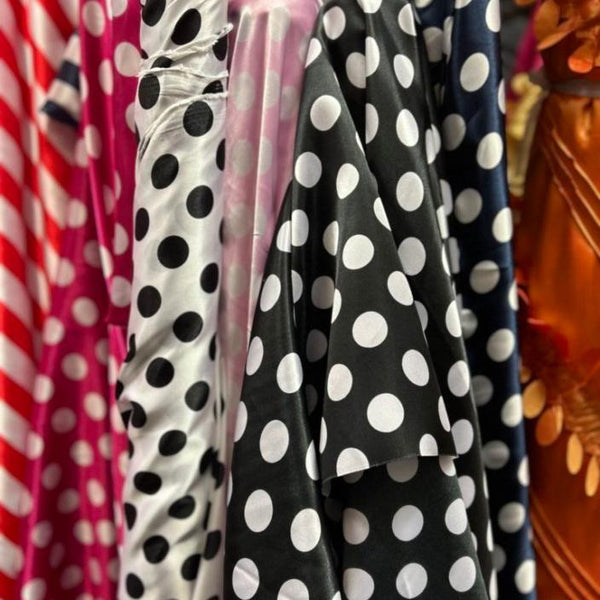 1 Yard One-Inch Polka Dot Charmeuse Satin Fabric for Apparel & Crafts 58/60" Width