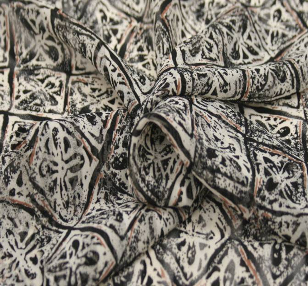 1 Yard Ivory Black Shadow Stripe Chiffon Fabric 58/60" Wide Lightweight Sheer Polyester for Fashion & Apparel