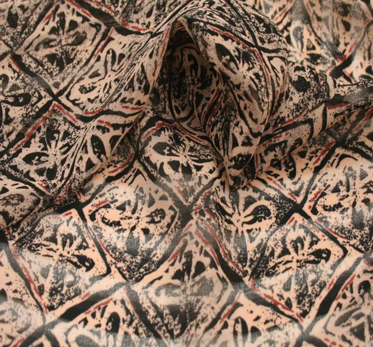 1 Yard Brown Floral Jacquard Chiffon Fabric 57/58" Wide Lightweight Sheer Polyester for Dresses & Apparel