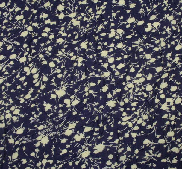 1 Yard Navy or Yellow Crinkle Chiffon Fabric Sheer Lightweight Printed Polyester, 53" Wide