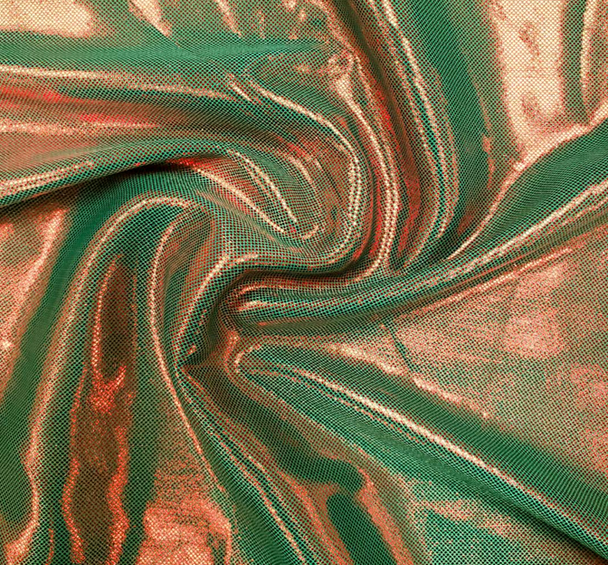1 Yard Green or Red Computer Foil Fabric, 100% Polyester, 44/45" Wide, Lightweight, Shiny Apparel & Décor Fabric