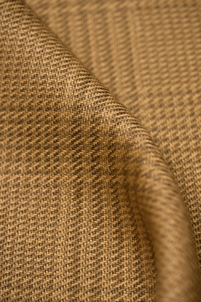 1 Yard Mocha Pure Linen 2-Tone Houndstooth LargeCheck Fabric Heavyweight 60 Inch Width