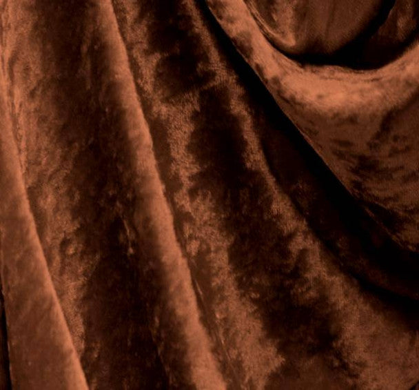 1 Yard Chocolate Crushed Panne Velour Fabric 58/60" Wide | Soft Stretch Velvet by the Yard